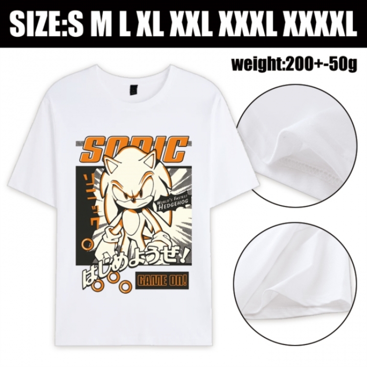 Sonic The Hedgehog Anime printed pure cotton short sleeved T-shirt from S to 4XL