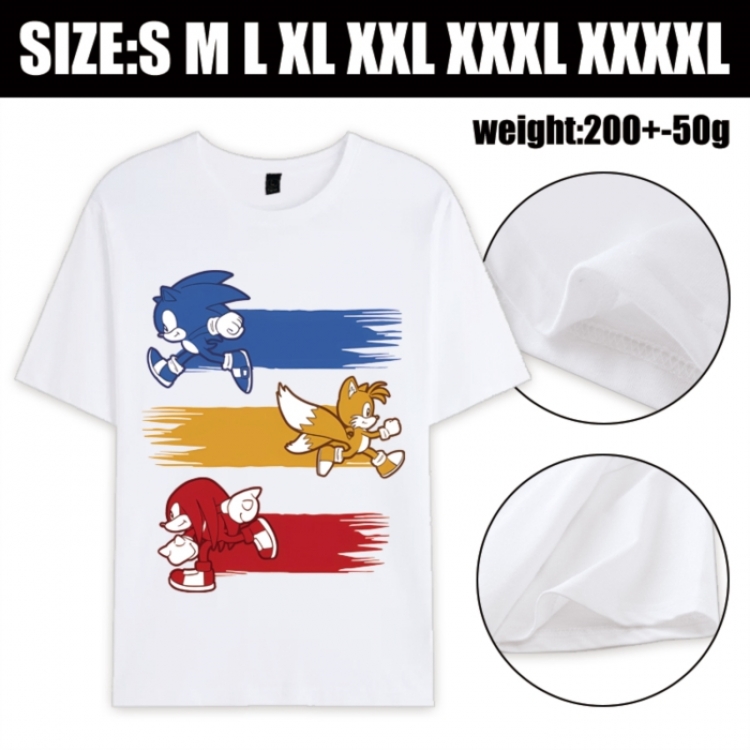 Sonic The Hedgehog Anime printed pure cotton short sleeved T-shirt from S to 4XL