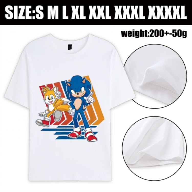 Sonic The Hedgehog Anime printed pure cotton short sleeved T-shirt from S to 4XL