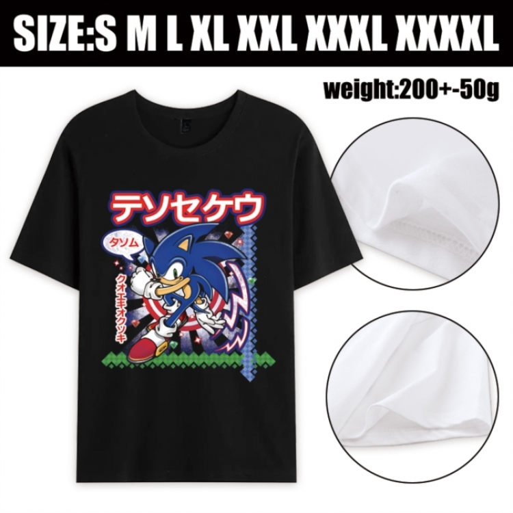 Sonic The Hedgehog Anime printed pure cotton short sleeved T-shirt from S to 4XL