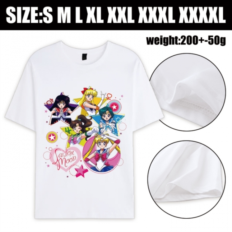sailormoon Anime printed pure cotton short sleeved T-shirt from S to 4XL