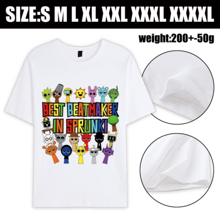 Sprunki Plush Anime printed pure cotton short sleeved T-shirt from S to 4XL