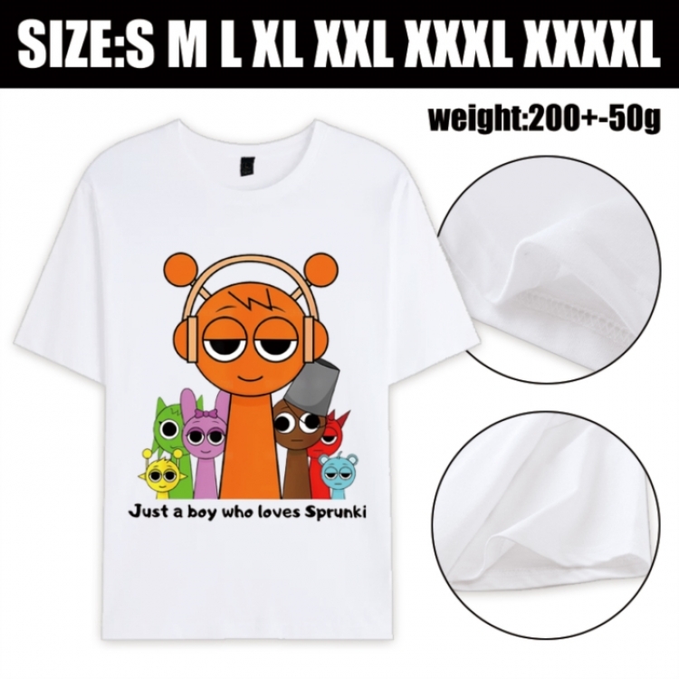 Sprunki Plush Anime printed pure cotton short sleeved T-shirt from S to 4XL