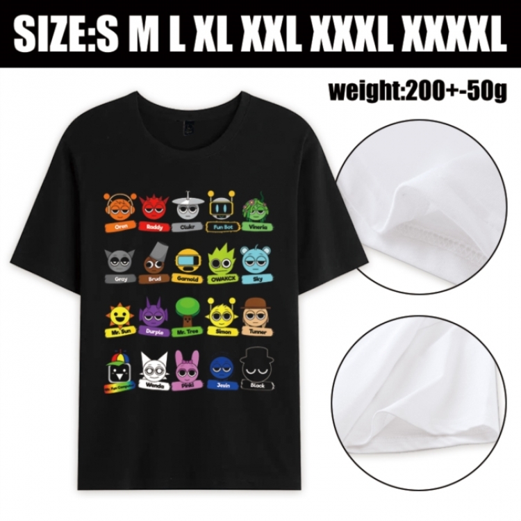 Sprunki Plush Anime printed pure cotton short sleeved T-shirt from S to 4XL