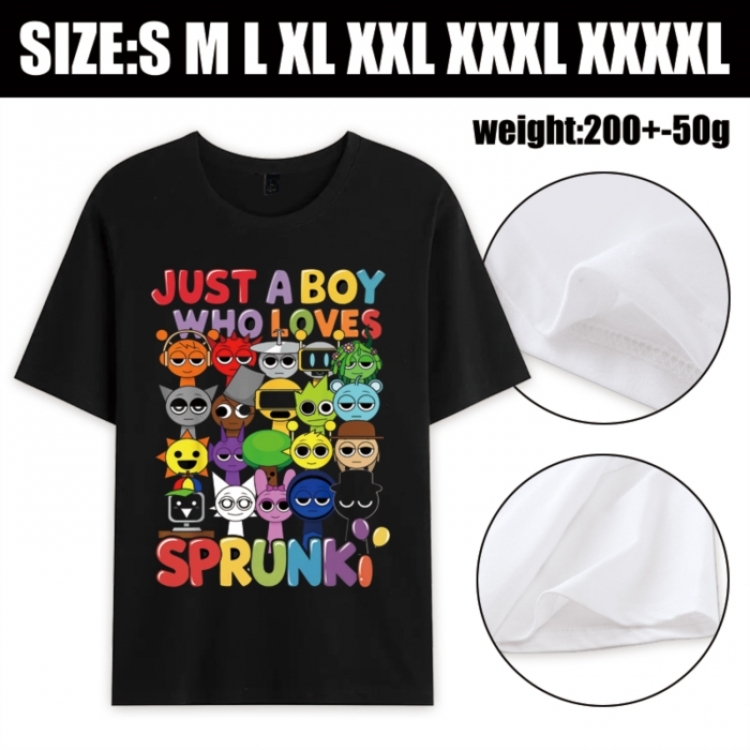 Sprunki Plush Anime printed pure cotton short sleeved T-shirt from S to 4XL