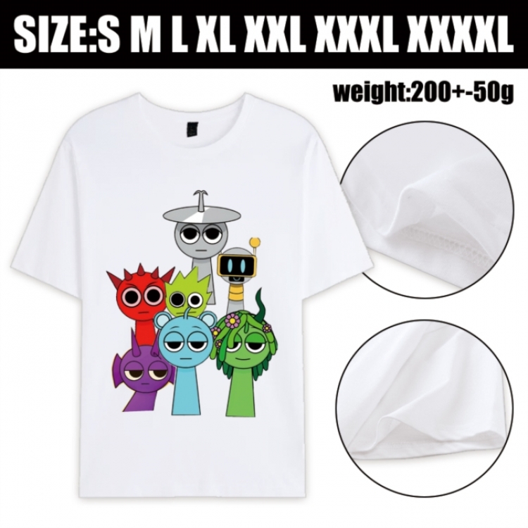 Sprunki Plush Anime printed pure cotton short sleeved T-shirt from S to 4XL