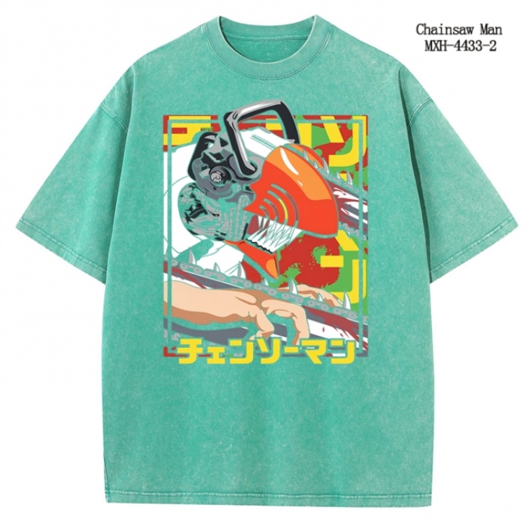 Chainsaw man Anime peripheral pure cotton washed and worn T-shirt from S to 2XL MXH-4433-2