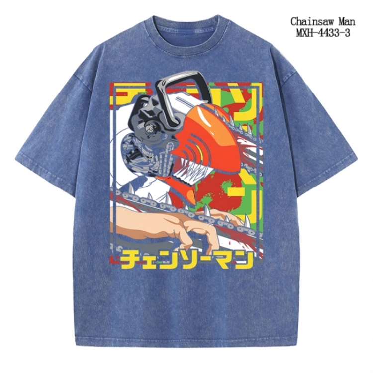 Chainsaw man Anime peripheral pure cotton washed and worn T-shirt from S to 2XL MXH-4433-3