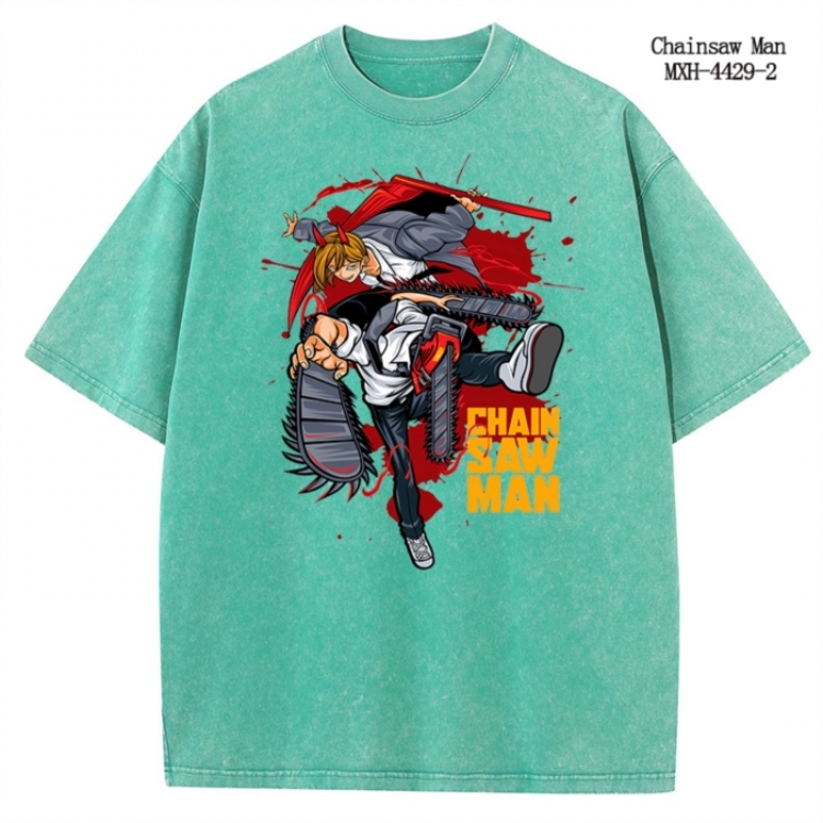 Chainsaw man Anime peripheral pure cotton washed and worn T-shirt from S to 2XL MXH-4429-2