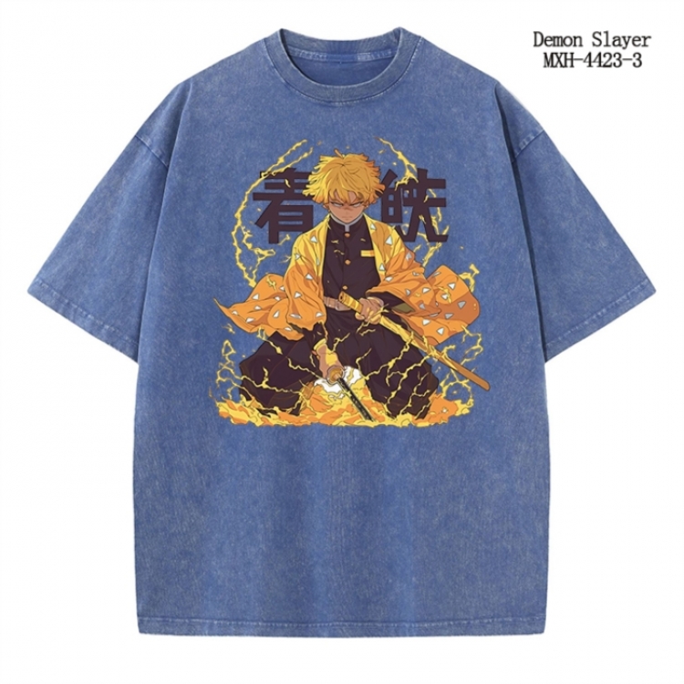 Demon Slayer Kimets Anime peripheral pure cotton washed and worn T-shirt from S to 2XL MXH-4423-3