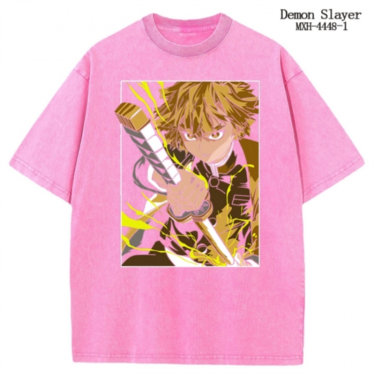Demon Slayer Kimets Anime peripheral pure cotton washed and worn T-shirt from S to 2XL MXH-4448-1