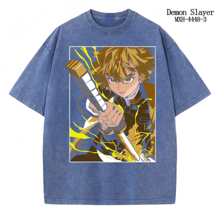 Demon Slayer Kimets Anime peripheral pure cotton washed and worn T-shirt from S to 2XL  MXH-4448-3