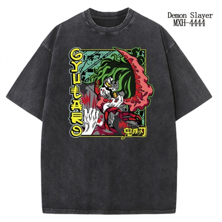 Demon Slayer Kimets Anime peripheral pure cotton washed and worn T-shirt from S to 2XL MXH-4444