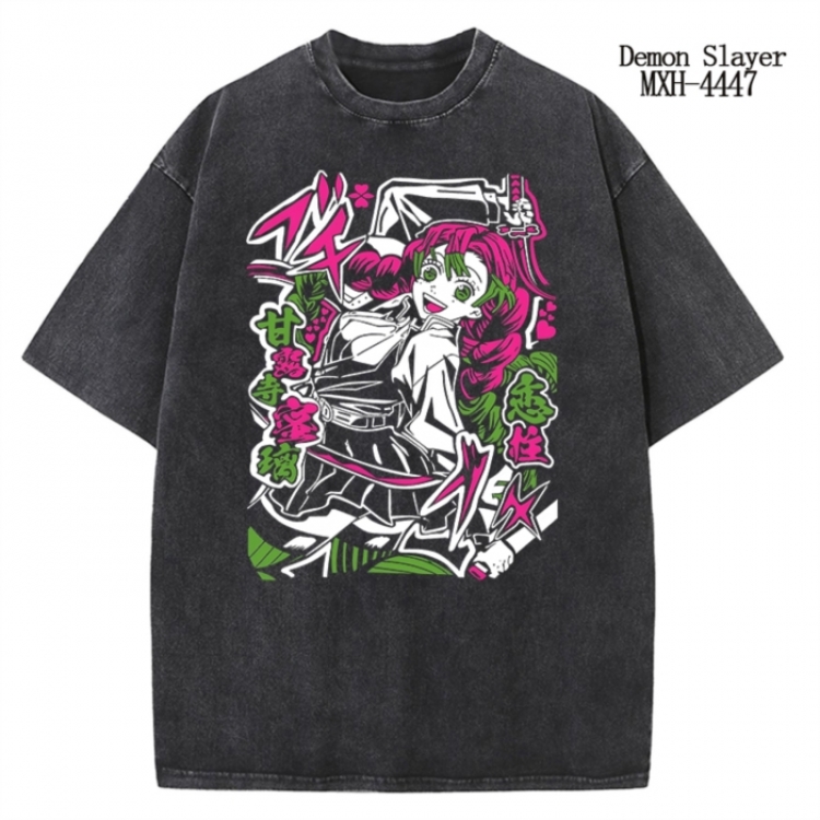 Demon Slayer Kimets Anime peripheral pure cotton washed and worn T-shirt from S to 2XL MXH-4447