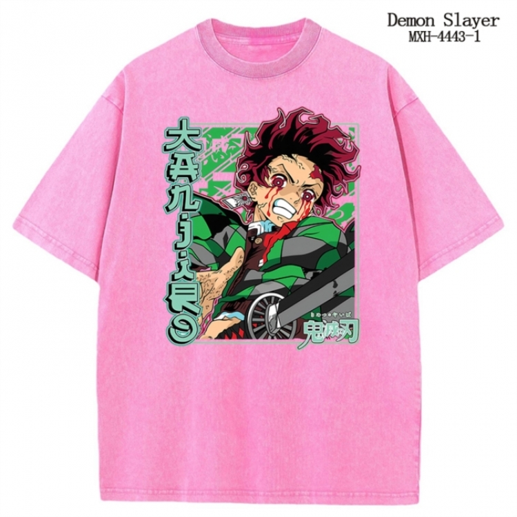 Demon Slayer Kimets Anime peripheral pure cotton washed and worn T-shirt from S to 2XL MXH-4443-1