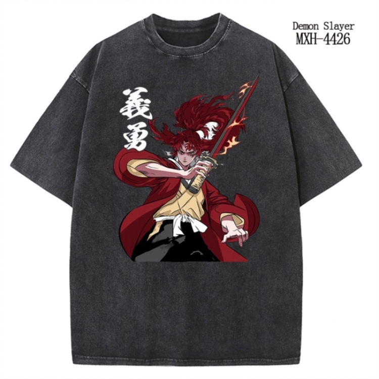 Demon Slayer Kimets Anime peripheral pure cotton washed and worn T-shirt from S to 2XL MXH-4426