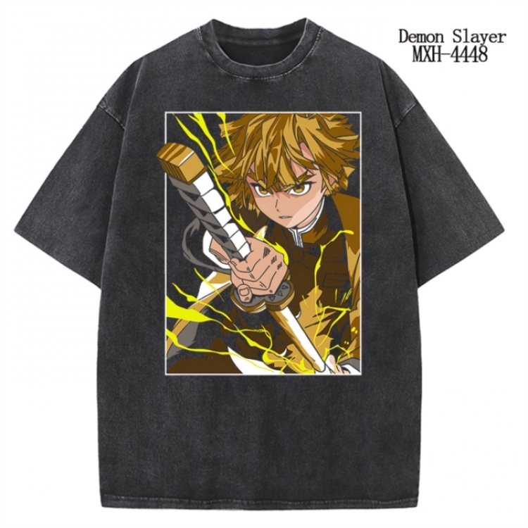 Demon Slayer Kimets Anime peripheral pure cotton washed and worn T-shirt from S to 2XL MXH-4448