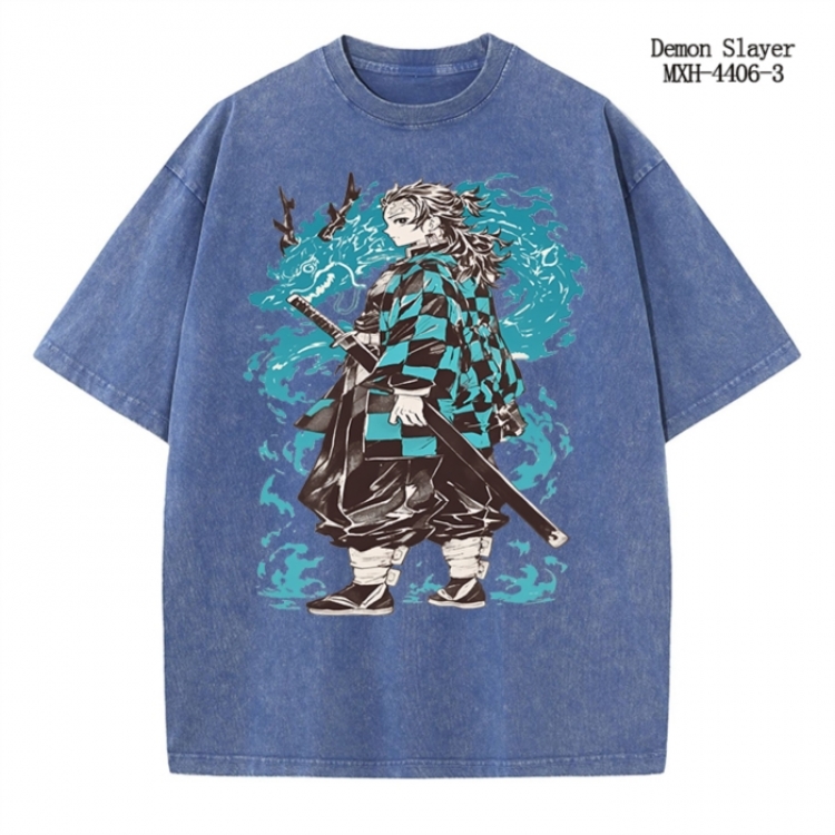 Demon Slayer Kimets Anime peripheral pure cotton washed and worn T-shirt from S to 2XL
