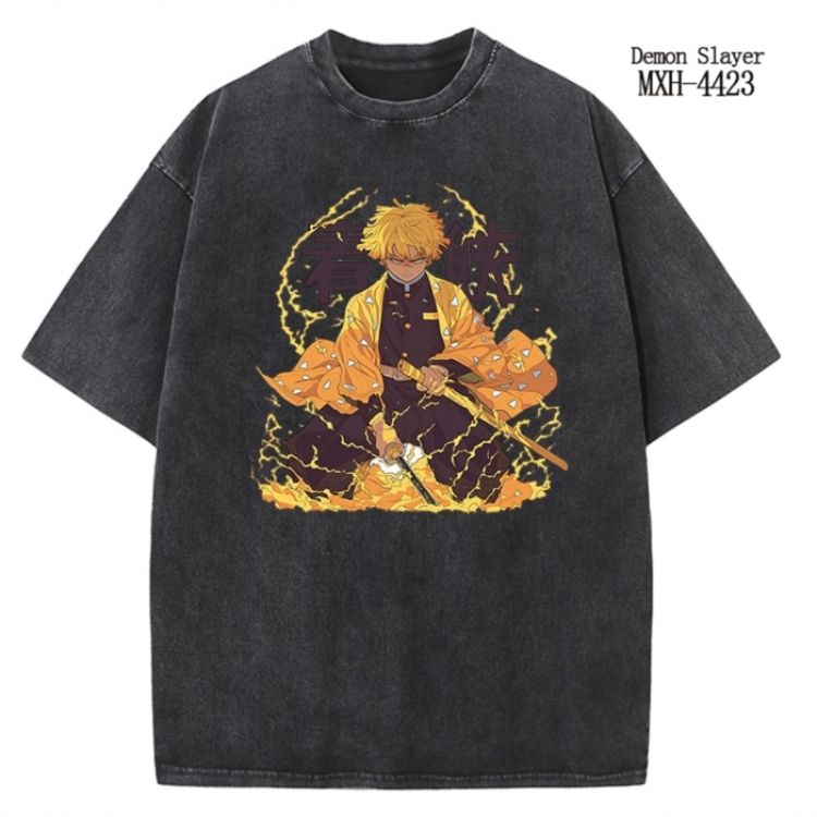 Demon Slayer Kimets Anime peripheral pure cotton washed and worn T-shirt from S to 2XL
