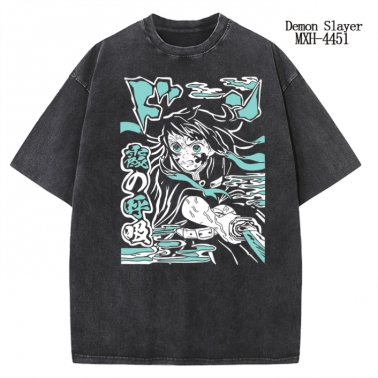 Demon Slayer Kimets Anime peripheral pure cotton washed and worn T-shirt from S to 2XL