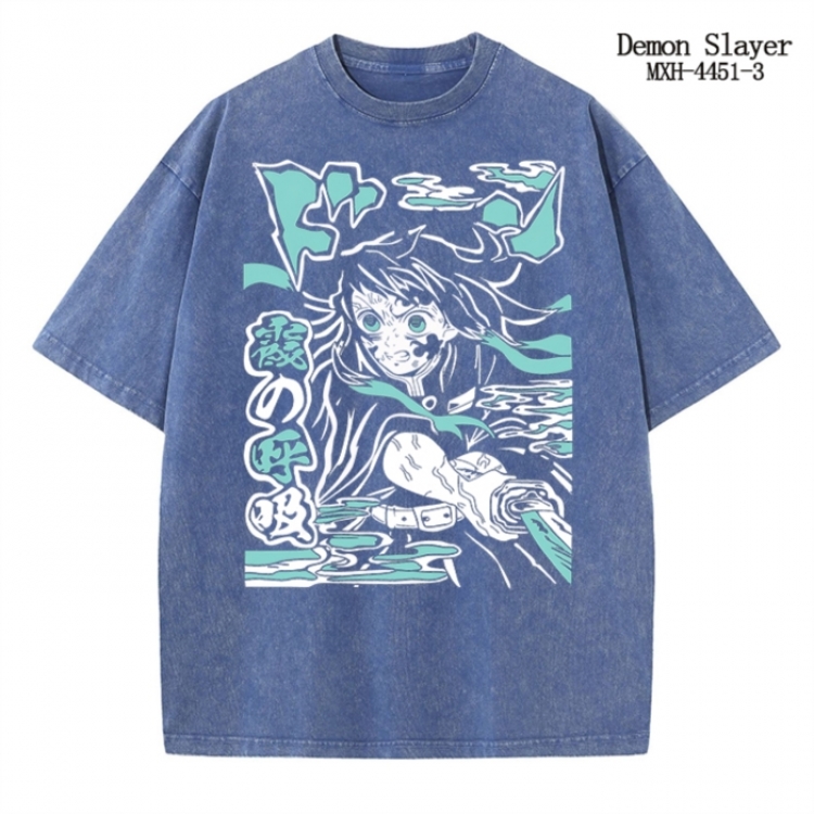 Demon Slayer Kimets Anime peripheral pure cotton washed and worn T-shirt from S to 2XL