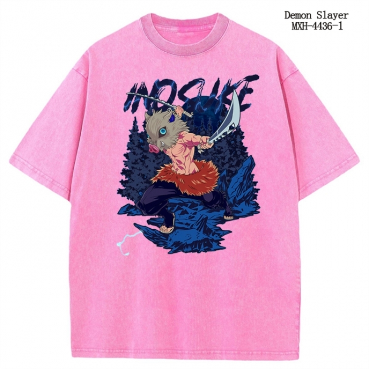 Demon Slayer Kimets Anime peripheral pure cotton washed and worn T-shirt from S to 2XL