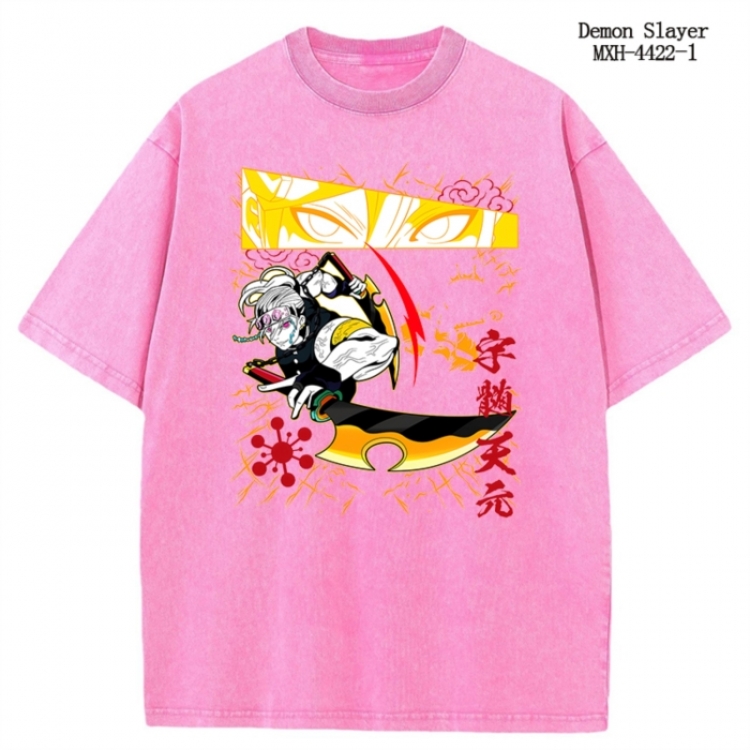 Demon Slayer Kimets Anime peripheral pure cotton washed and worn T-shirt from S to 2XL