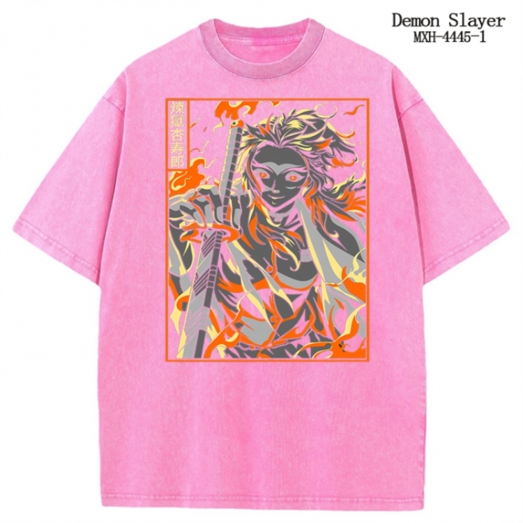 Demon Slayer Kimets Anime peripheral pure cotton washed and worn T-shirt from S to 2XL