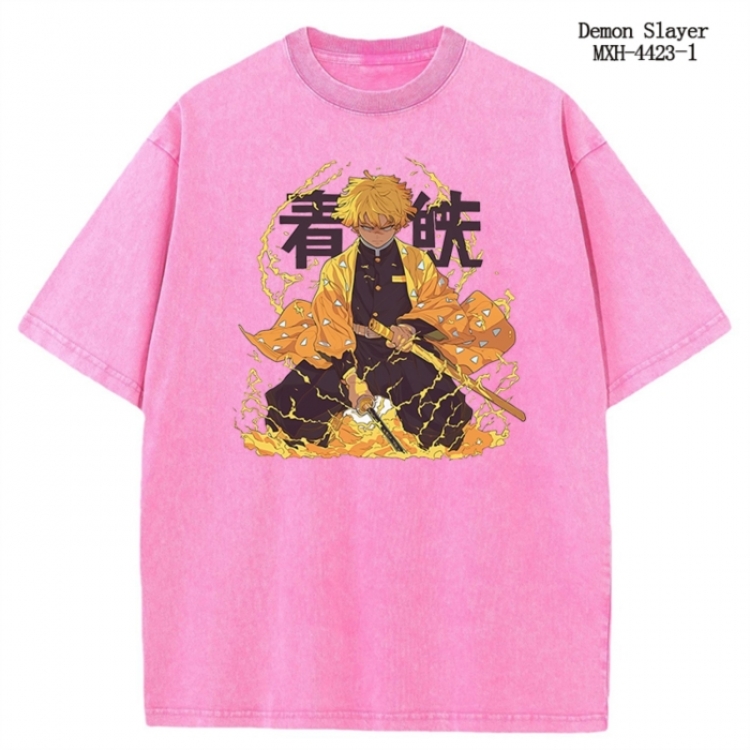 Demon Slayer Kimets Anime peripheral pure cotton washed and worn T-shirt from S to 2XL