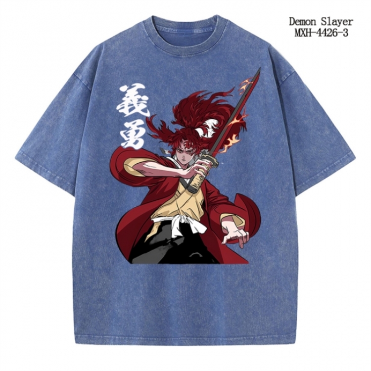 Demon Slayer Kimets Anime peripheral pure cotton washed and worn T-shirt from S to 2XL