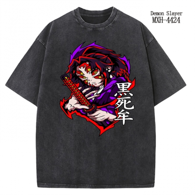 Demon Slayer Kimets Anime peripheral pure cotton washed and worn T-shirt from S to 2XL