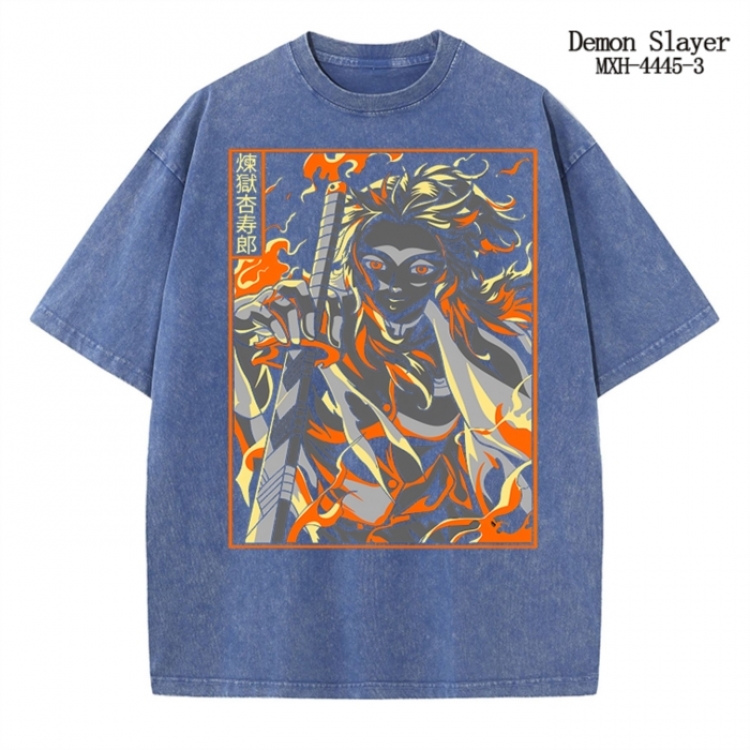 Demon Slayer Kimets Anime peripheral pure cotton washed and worn T-shirt from S to 2XL