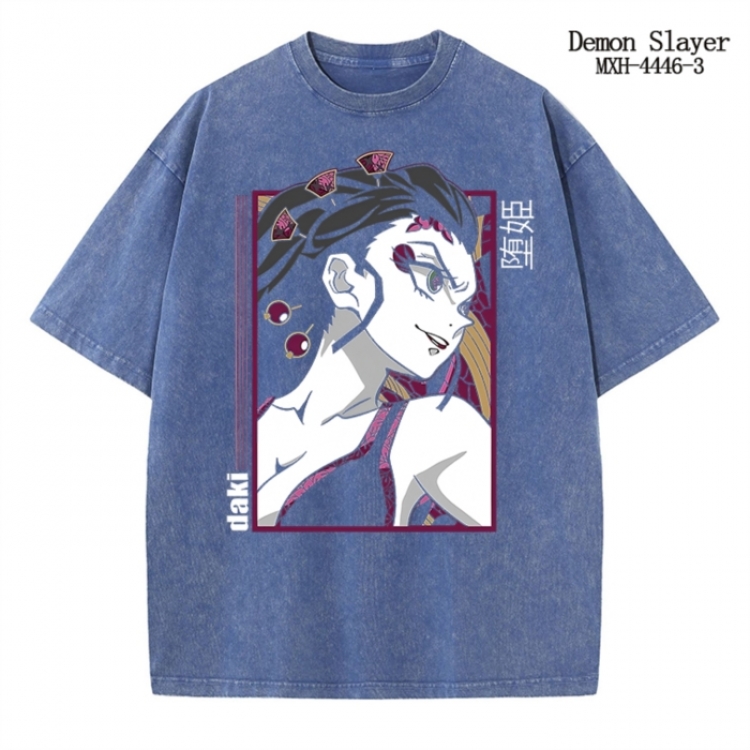 Demon Slayer Kimets Anime peripheral pure cotton washed and worn T-shirt from S to 2XL