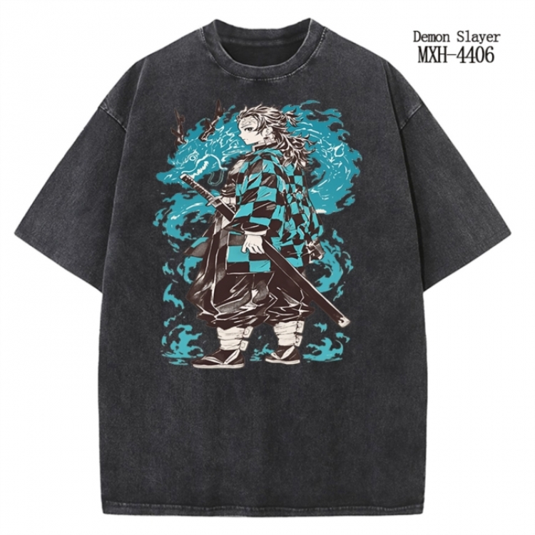 Demon Slayer Kimets Anime peripheral pure cotton washed and worn T-shirt from S to 2XL