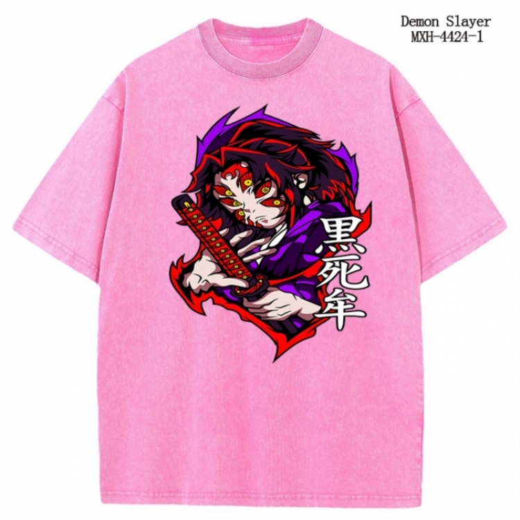 Demon Slayer Kimets Anime peripheral pure cotton washed and worn T-shirt from S to 2XL