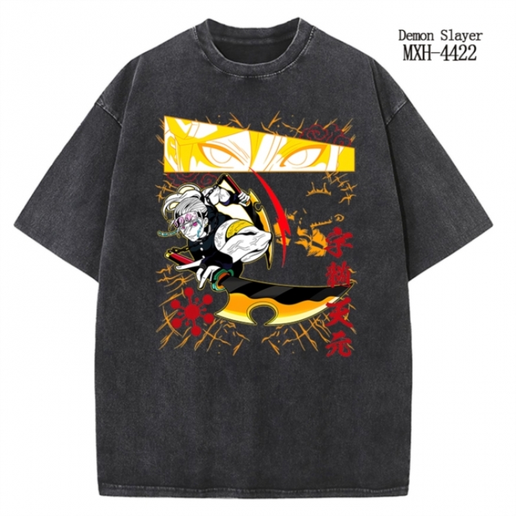 Demon Slayer Kimets Anime peripheral pure cotton washed and worn T-shirt from S to 2XL