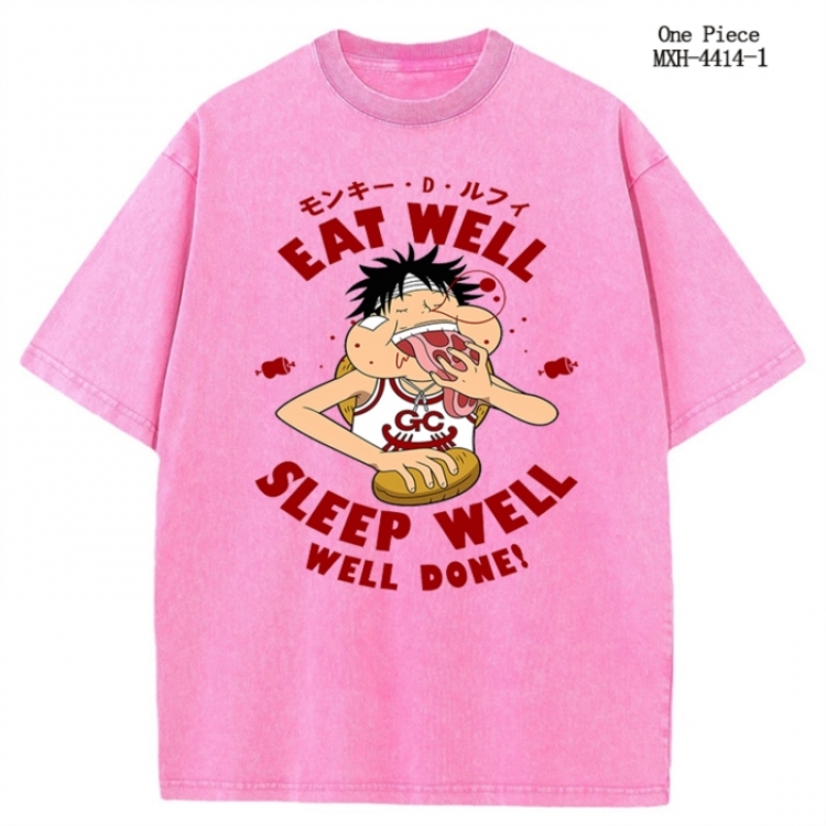 One Piece Anime peripheral pure cotton washed and worn T-shirt from S to 2XL MXH-4414-1