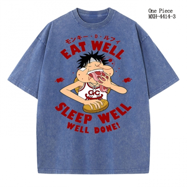 One Piece Anime peripheral pure cotton washed and worn T-shirt from S to 2XL MXH-4414-3