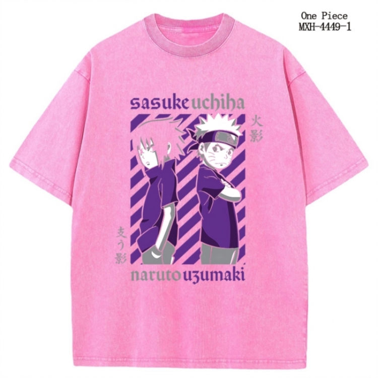 Naruto Anime peripheral pure cotton washed and worn T-shirt from S to 2XL MXH-4449-1