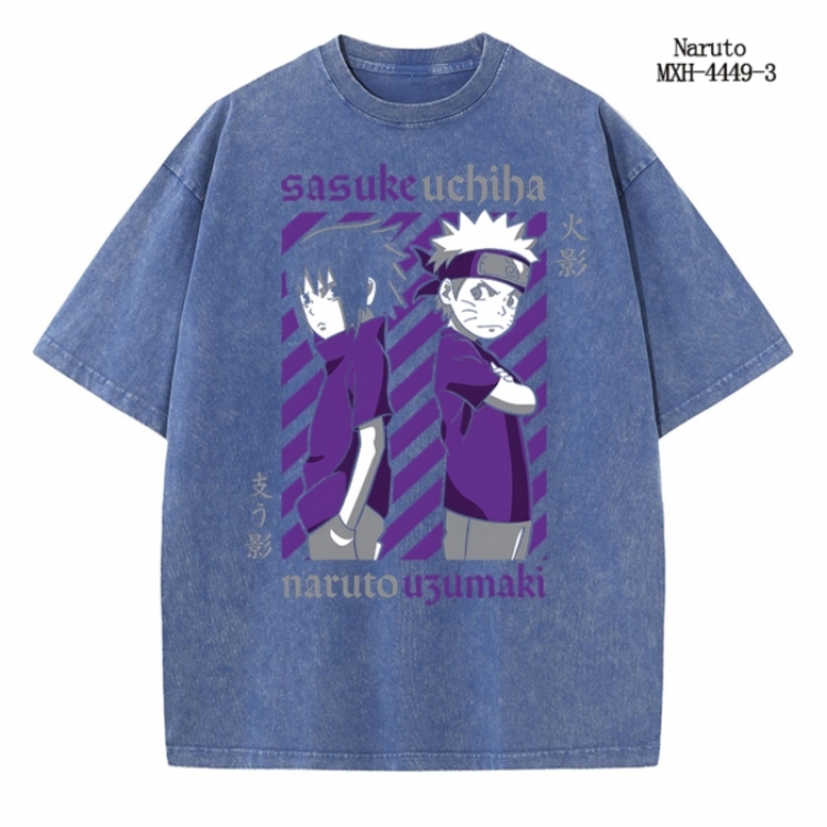 Naruto Anime peripheral pure cotton washed and worn T-shirt from S to 2XL MXH-4449-3
