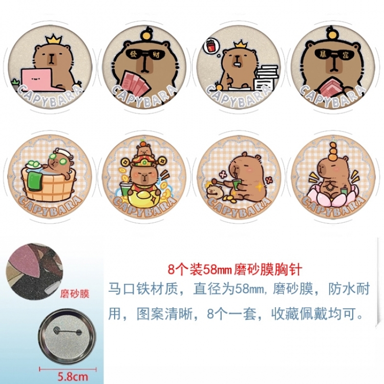 Kapibala Anime round scrub film brooch badge 58MM a set of 8