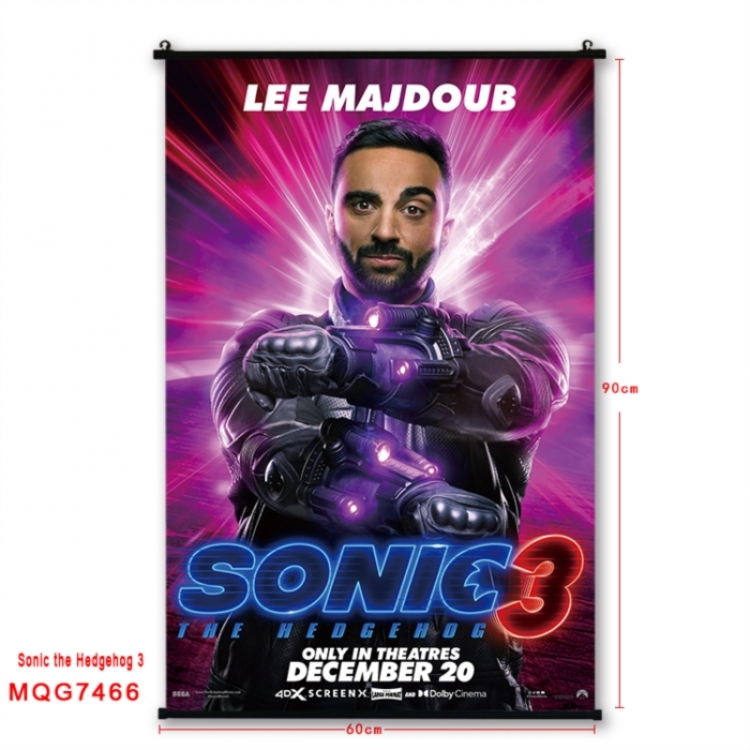 Sonic The Hedgehog Anime black Plastic rod Cloth painting Wall Scroll 60X90CM 