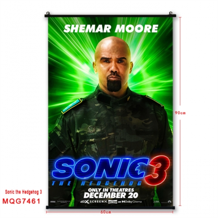 Sonic The Hedgehog Anime black Plastic rod Cloth painting Wall Scroll 60X90CM 