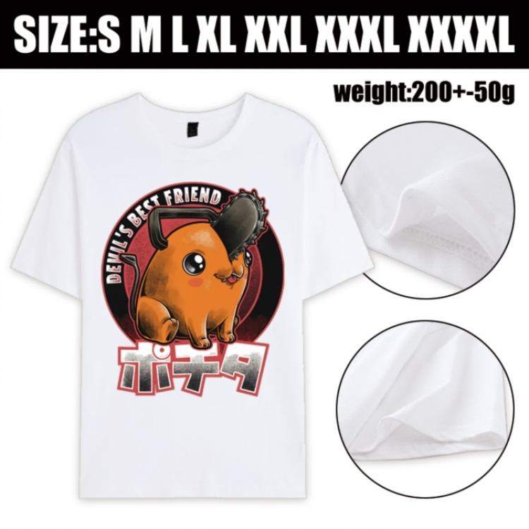 Chainsaw man Anime printed pure cotton short sleeved T-shirt from S to 4XL