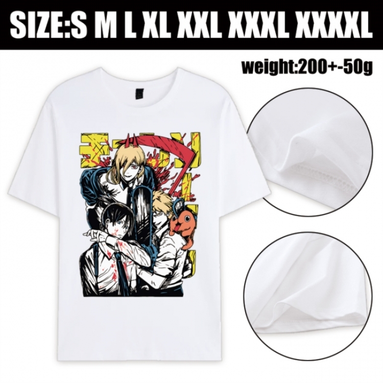 Chainsaw man Anime printed pure cotton short sleeved T-shirt from S to 4XL