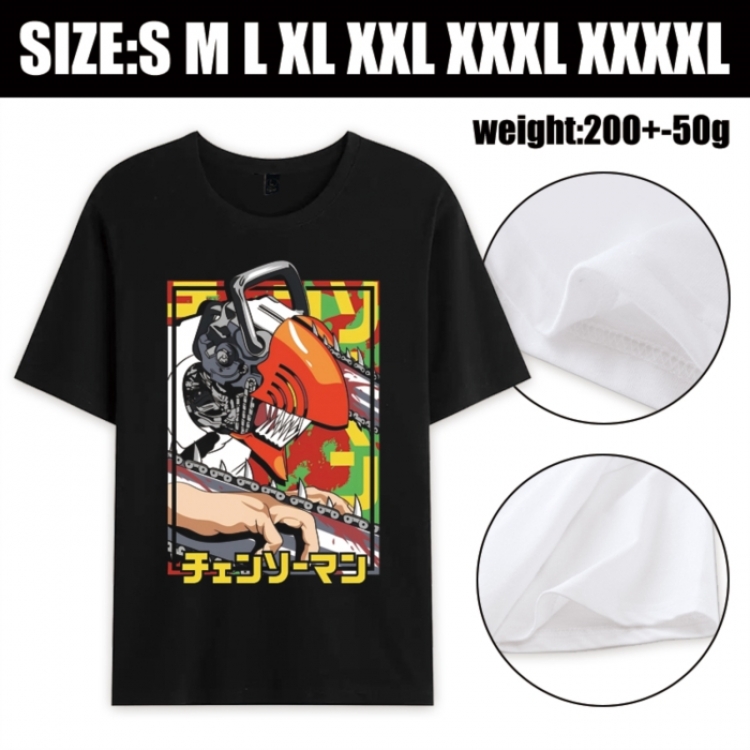 Chainsaw man Anime printed pure cotton short sleeved T-shirt from S to 4XL