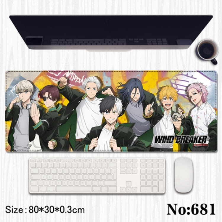 WIND BREAKER Anime peripheral computer mouse pad office desk pad multifunctional pad 80X30X0.3cm