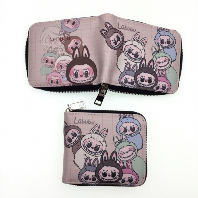 Labubu Short zipper card wallet with foreskin clip 12X10CM