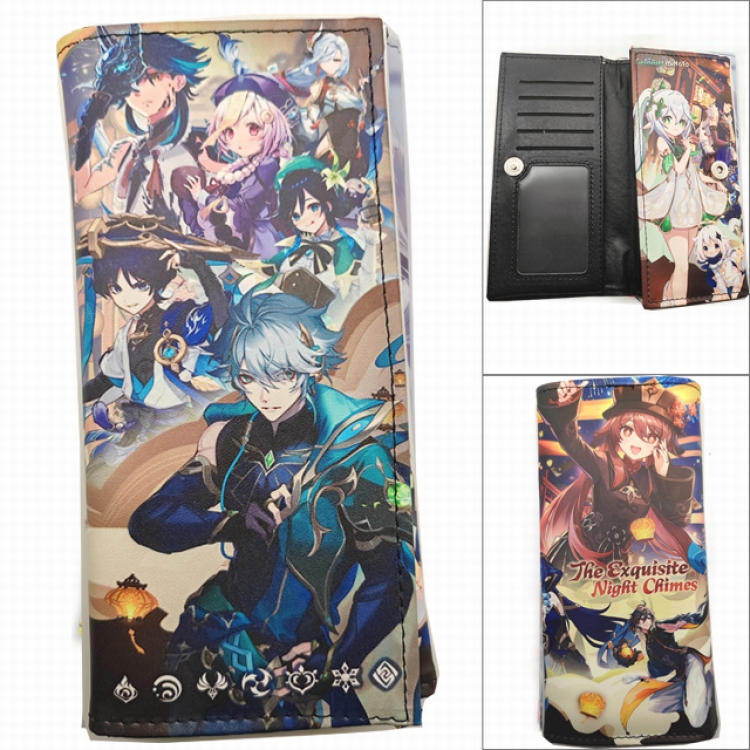 Genshin Impact Anime Long Tri-Fold Wallet Wallet with Colorful Snaps PK-032