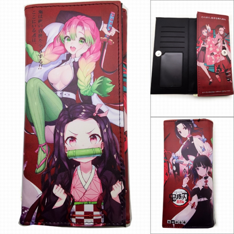 Demon Slayer Kimets Anime Long Tri-Fold Wallet Wallet with Colorful Snaps